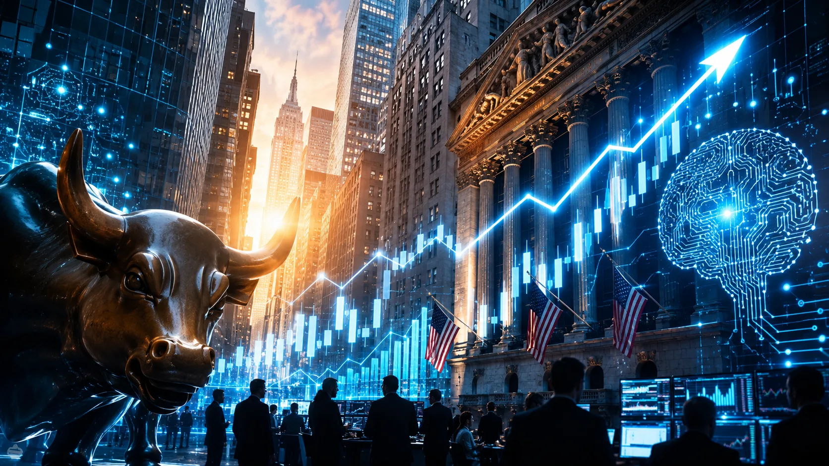AI Rally Pushes Wall Street Near Record Highs